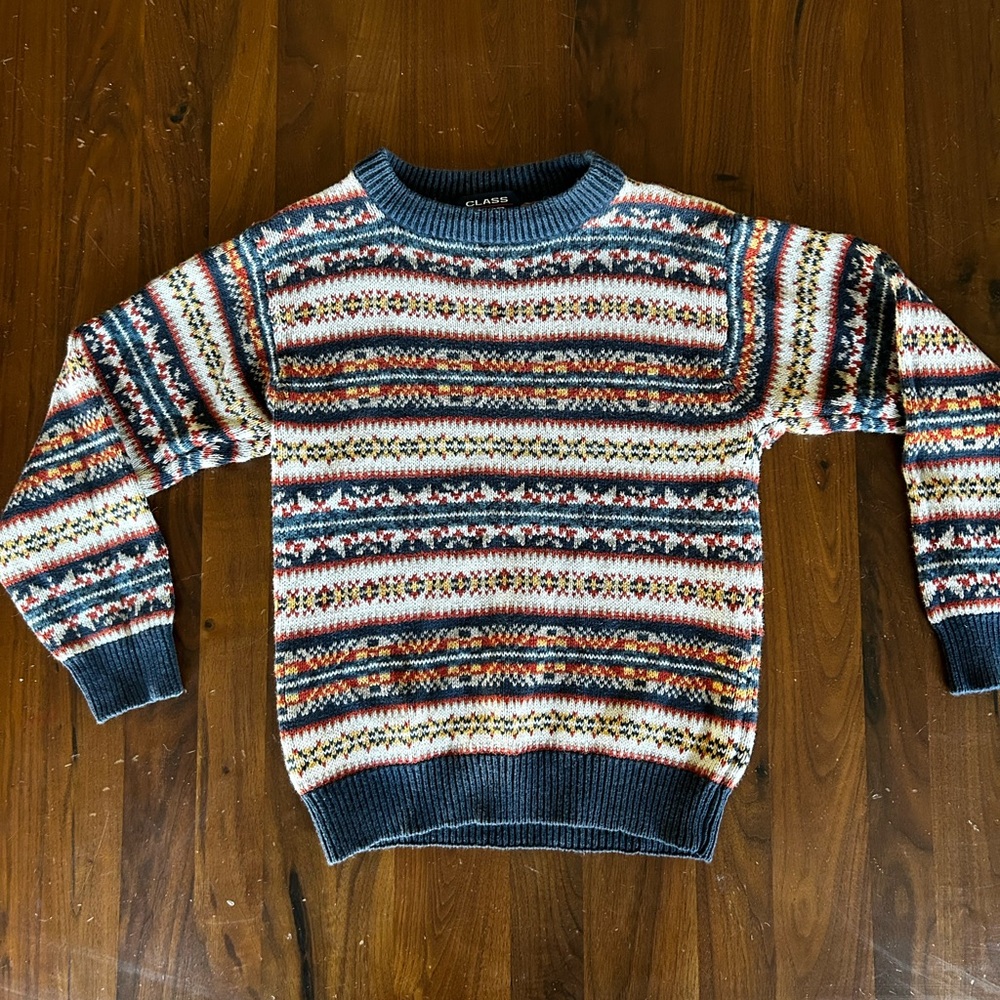 Boys class club fair isle design sweater